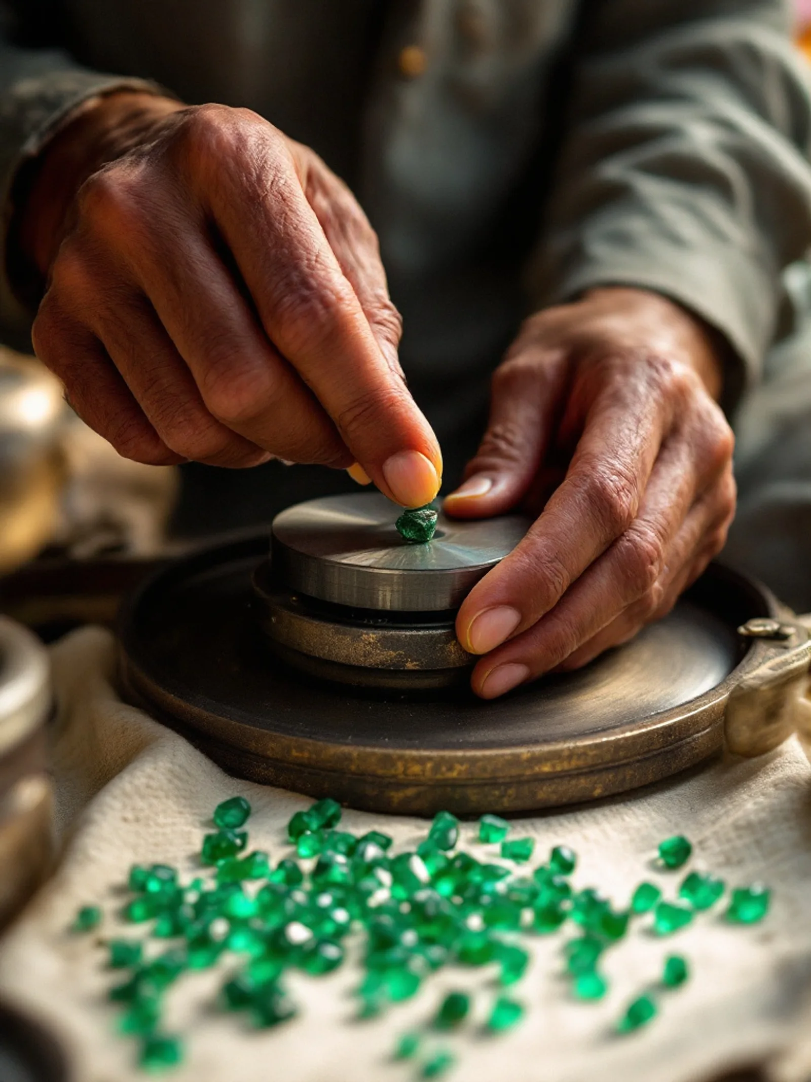 A gem cutting workshop in Jaipur, India