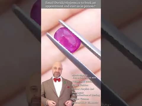1.86ct Cushion Purplish Red Ruby GIA Certified Vietnam Unheated
